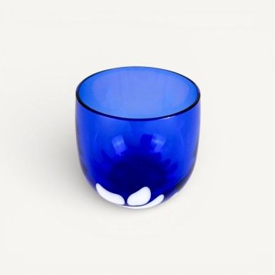 BURCI, Bicchieri di design in vetro Murano blu con pasta di vetro