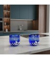 BURCI, Bicchieri di design in vetro Murano blu con pasta di vetro