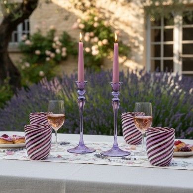 Porta-velas DALIA em vidro soprado | Decorações de mesa primaveris