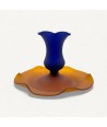 MALIA, porta-velas em vidro fosco azul e âmbar | Murano Store
