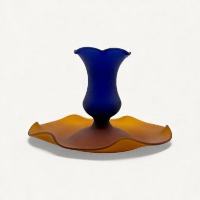 MALIA, portalámparas de cristal satinado azul y ámbar | Murano Store