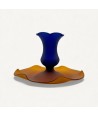 MALIA, Kerzenhalter aus blauem und bernsteinfarbenem satiniertem Glas | Murano Store