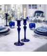 DALIA, tall blue blown glass candle holder | Murano Store