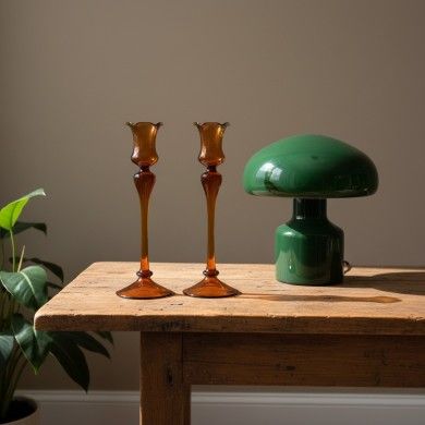 Porta-velas DALIA em vidro soprado | Decorações de mesa primaveris