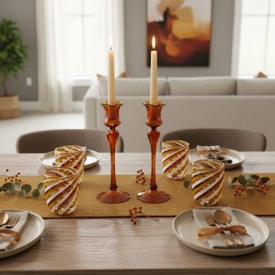 Porta-velas DALIA em vidro soprado | Decorações de mesa primaveris