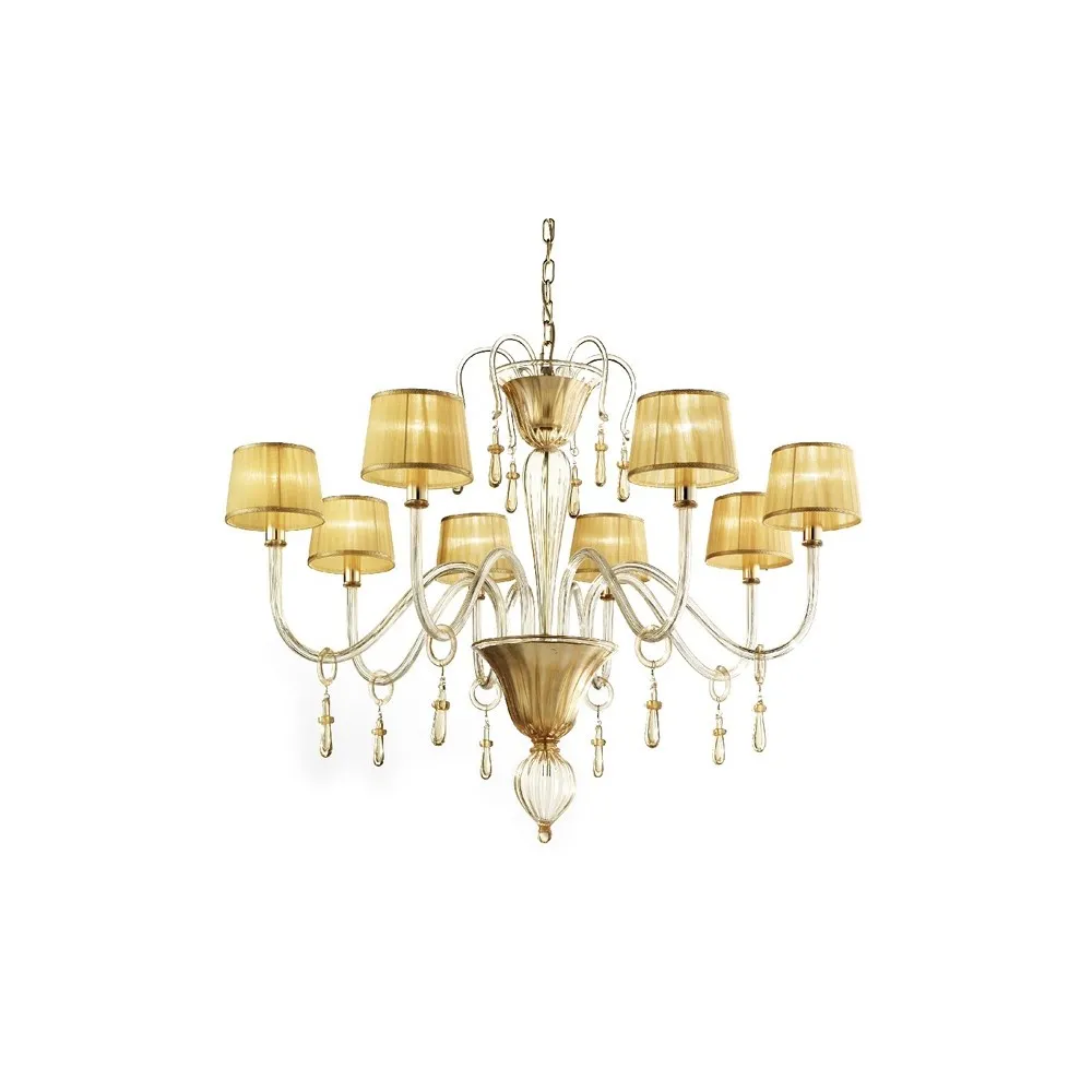 Lustre PARIS com abat-jour dourado