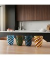 RIVOLTO, gouttes en verre de Murano avec des tiges torsadées en spirale colorées