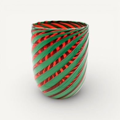 RIVOLTO, Murano glass goblets with colorful spiral-twisted stems