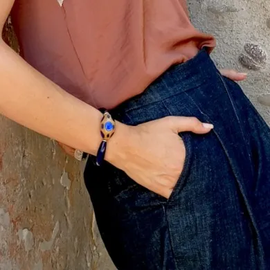 MASAI | Pulseira AZUL com pedras grandes | Murano Store