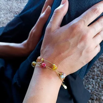 PÉROLAS | Pulseira com contas de OURO submersas | Murano Store