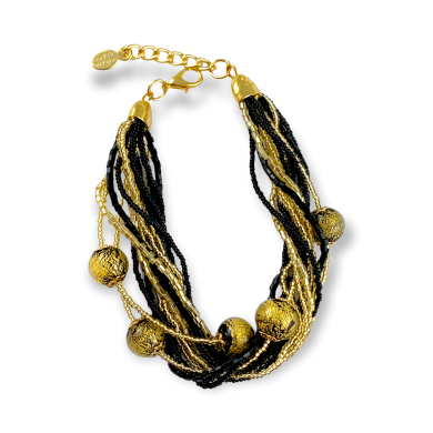 TWIST | Schwarz-goldenes Perlenarmband | Murano-Store