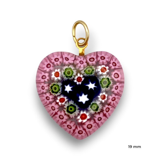 LOVE - Pingente Murrina em forma de coração em vidro Murano