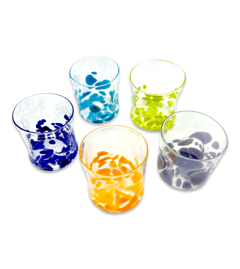 Buy Online Happy Drink various colors, Murano Water Glasses, set 6 pcs.