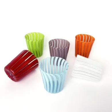 MATHERA - Set of 6 ribbed colored water glasses