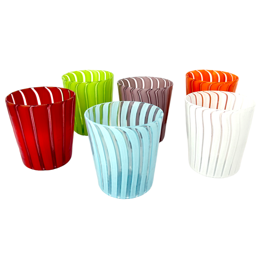 MATHERA - Refined colored striped water glasses