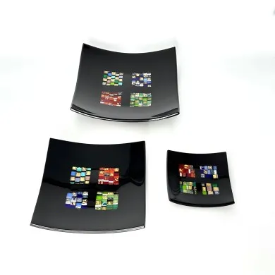 PITAGORA - Multicolor black glass decorative plates