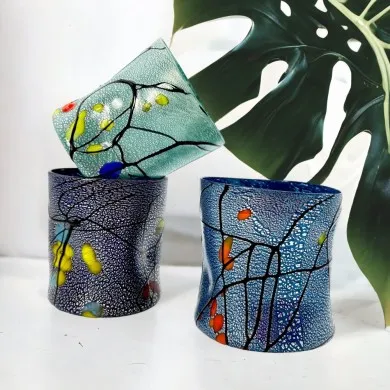 POLLOCK | Copos azul meia-noite, azul claro e água-marinha | Murano-Store