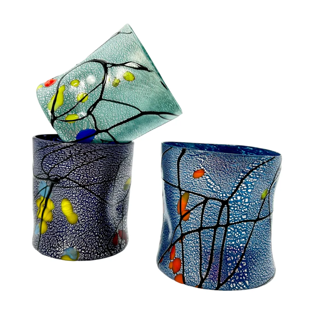 POLLOCK | Copos azul meia-noite, azul claro e água-marinha | Murano-Store