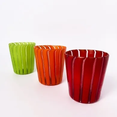 MATHERA - Set of 6 ribbed colored water glasses