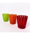 MATHERA - Set of 6 ribbed colored water glasses
