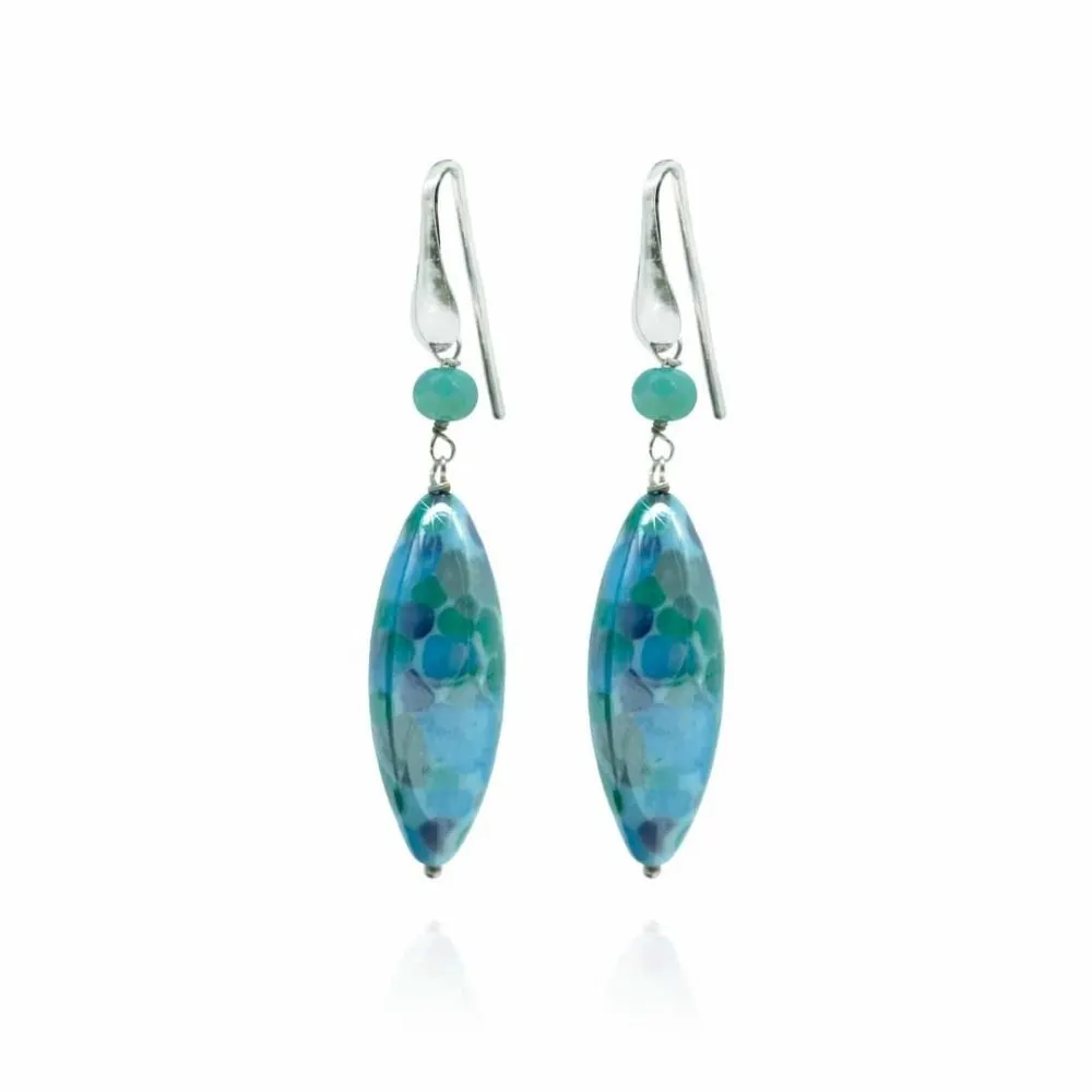 MONET | Ohrringe mit Aquamare-Anhänger | Murano-Store