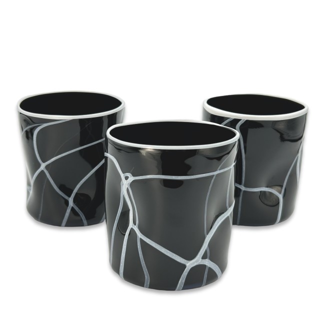 WEBER - Set de 3 verres noir avec fils blancs
