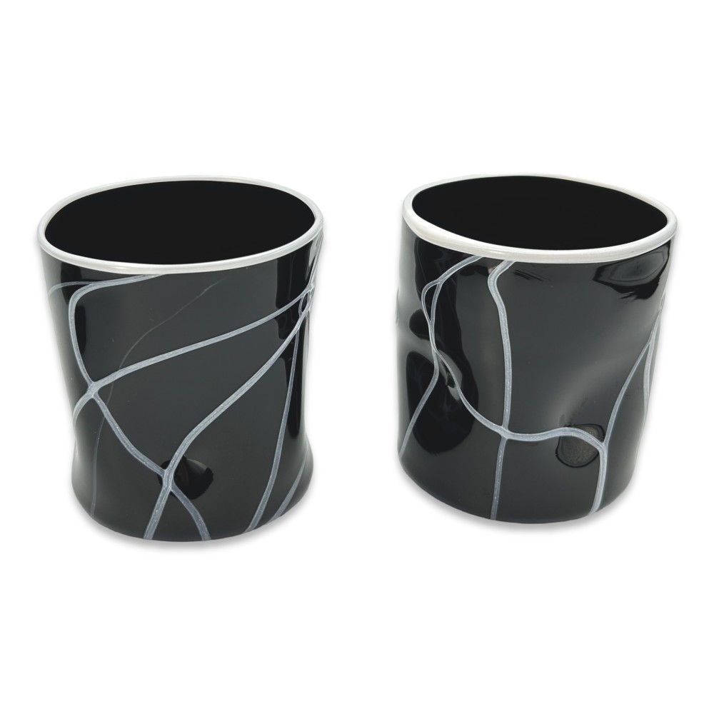 WEBER - Set of 3 glasses black with white threads