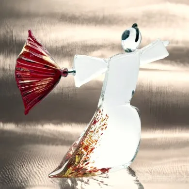 GEISHA - Figurine japonaise en verre de Murano décorée en or