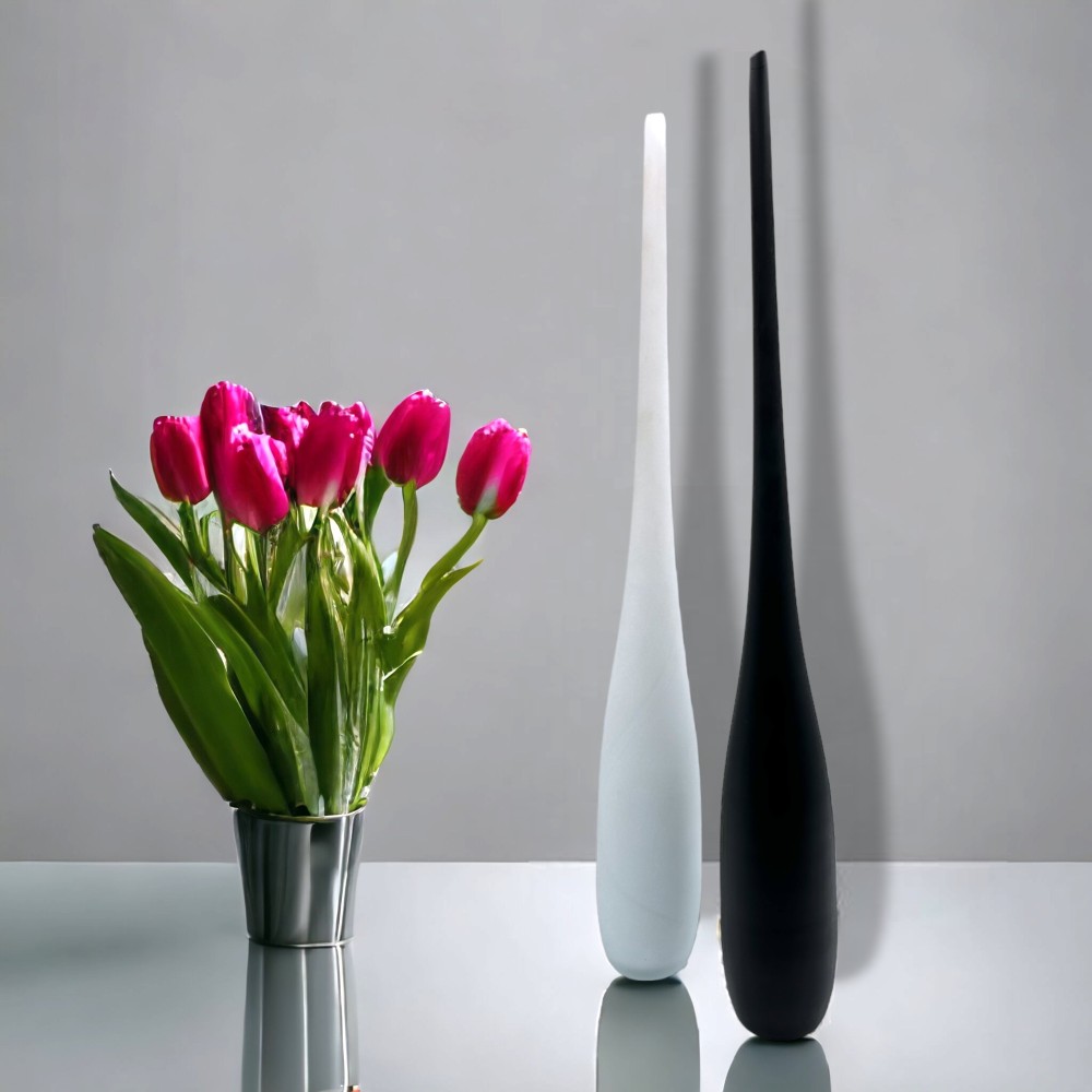 MONOFIORE - Vase moderne en satin NOIR & BLANC