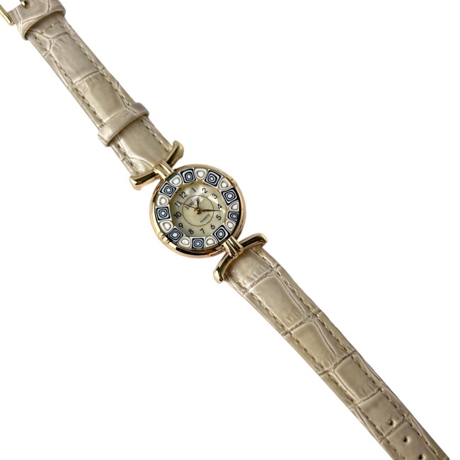MISS - Relógio com pulseira BEIGE decorado com MURRINE