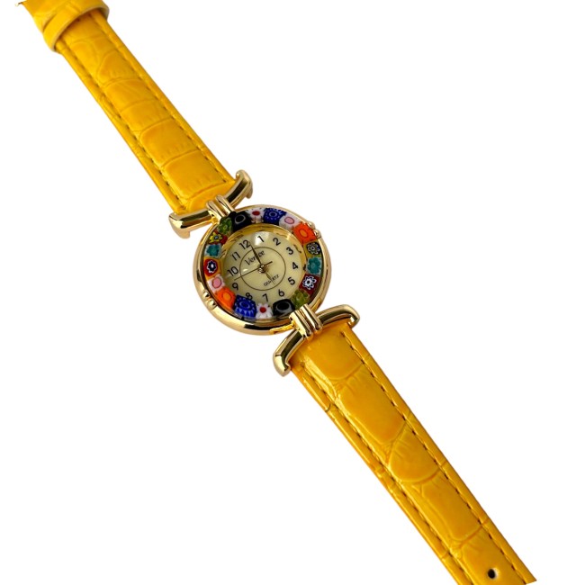 MISS - Relógio com pulseira AMARELO decorado com MURRINE