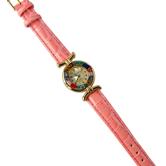 MISS - Relógio com pulseira ROSA decorado com MURRINE