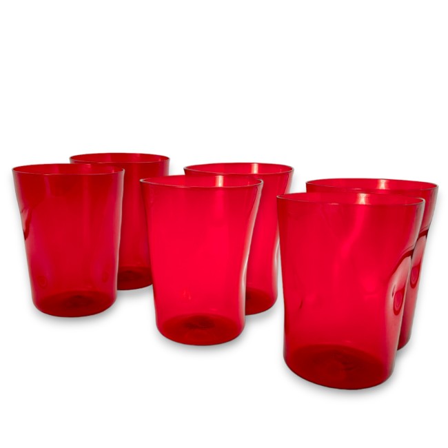 IRIS - Set of 6 Venetian Red Water Glasses