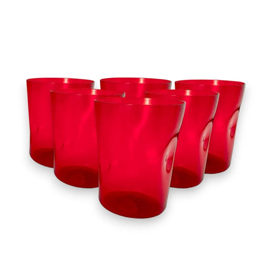 IRIS | Conjunto de 6 copos de água | Vermelho veneziano | Murano Store