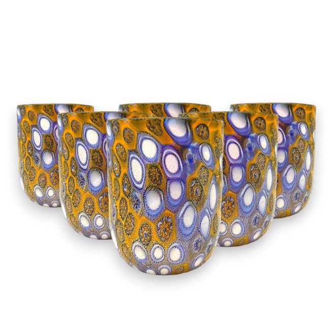 ALTINO - Set de 6 vasos con elegantes MURRINE y GOLD