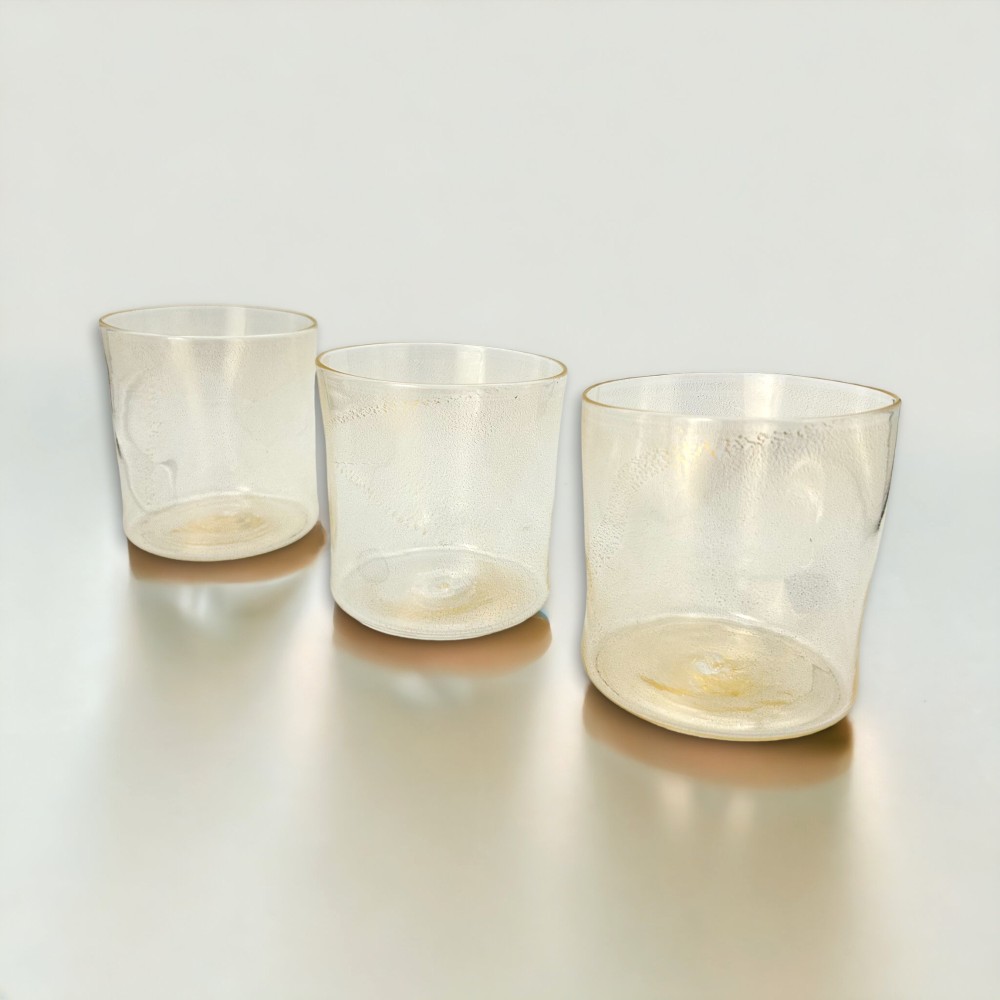 MURANO - Set of 3 gold leaf water glasses