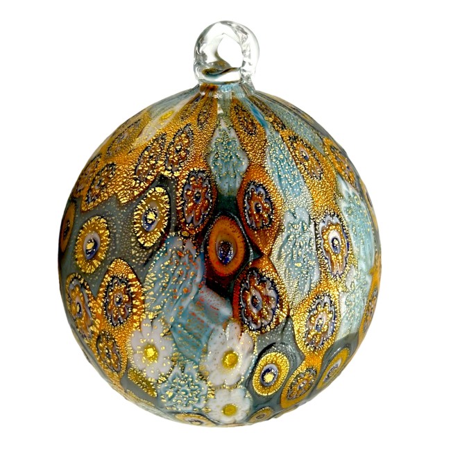 Palle di Natale rosso e oro tradizionale in vetro di Murano soffiato