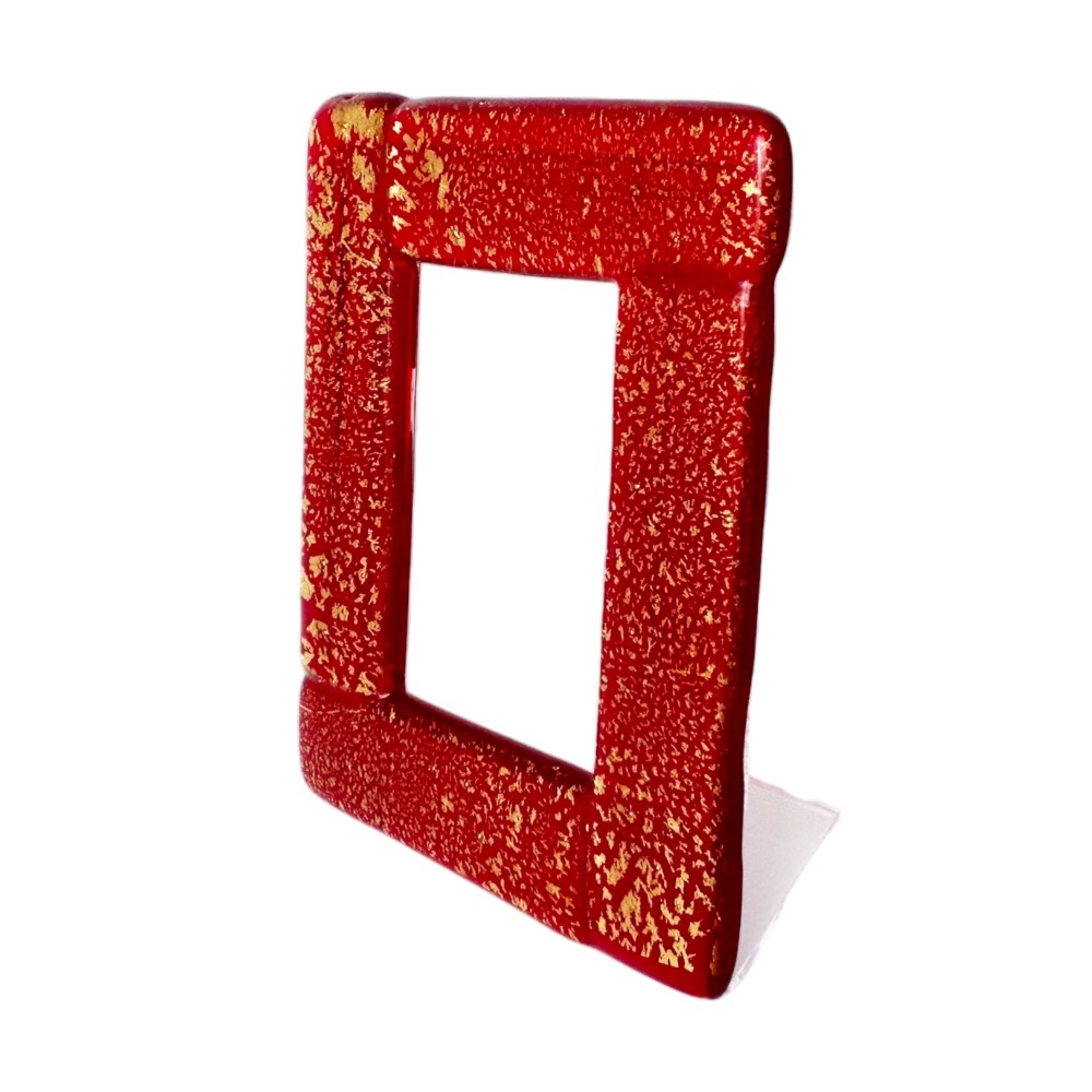RICORDI - RED photo frame decorated with gold leaf in Murano glass
