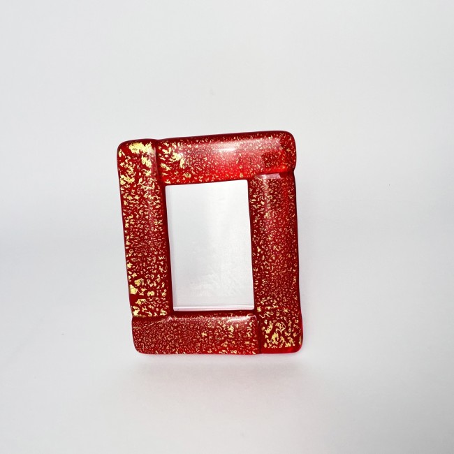 RICORDI - RED photo frame decorated with gold leaf in Murano glass