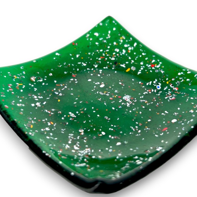 ETNA - Plato vaciador de bolsillo 9x9 cm VERDE en cristal de Murano