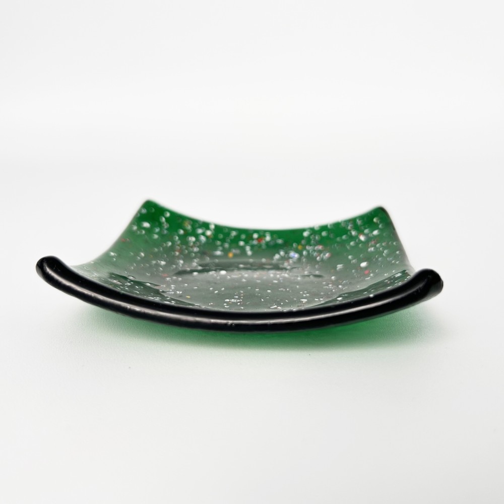 ETNA - Plato vaciador de bolsillo 9x9 cm VERDE en cristal de Murano