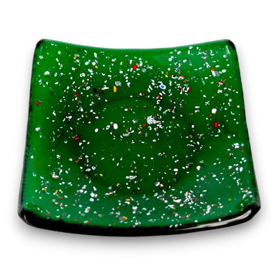 ETNA - GREEN saucer empties pockets in Murano glass with glass powder