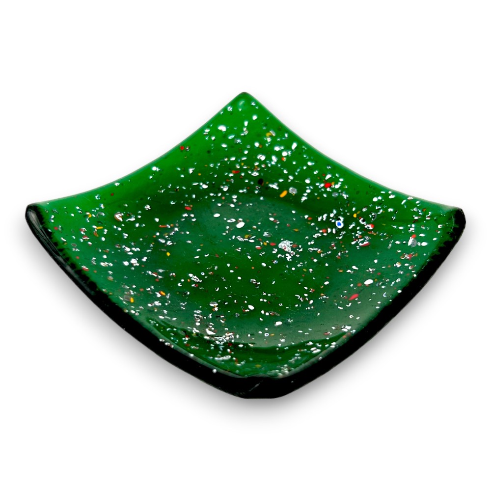 ETNA - Plato vaciador de bolsillo 9x9 cm VERDE en cristal de Murano