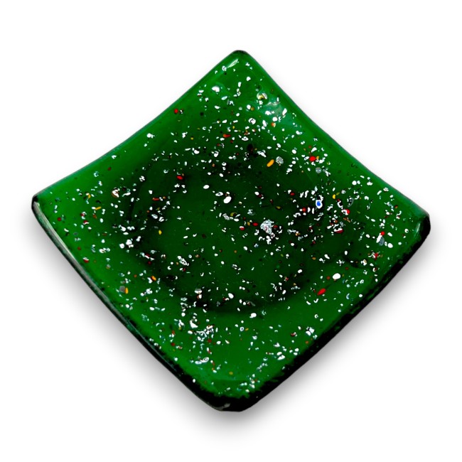 ETNA - Plato vaciador de bolsillo 9x9 cm VERDE en cristal de Murano