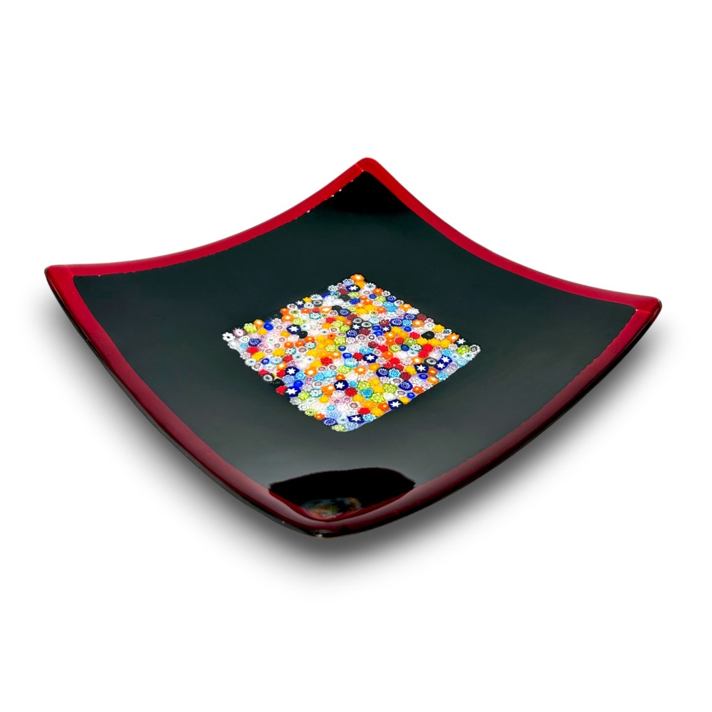 GEOX - Black design plate with colored Murrine