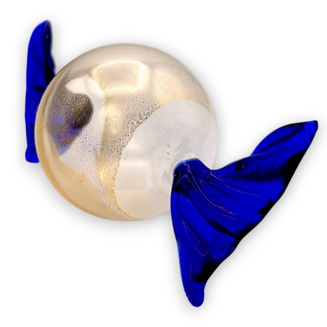 VENUS - Caramelo GRANDE de cristal de Murano con decoración en pan de oro y azul