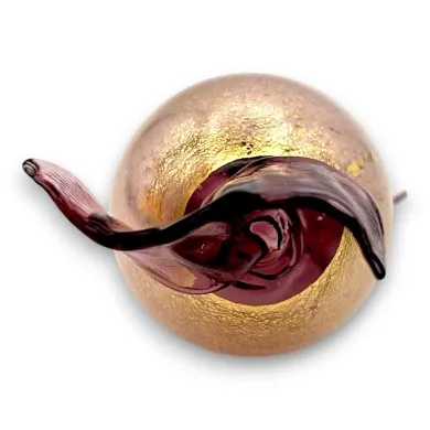 VENERE - Mittleres Bonbon, Farbe Amethyst und Blattgold aus Muranoglas