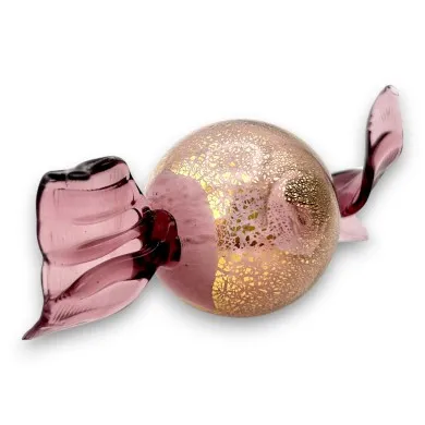 VENERE - Caramelo mediano, color Amatista y pan de oro en cristal de Murano