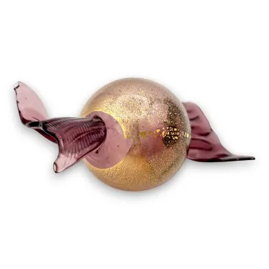 VENERE - Mittleres Bonbon, Farbe Amethyst und Blattgold aus Muranoglas