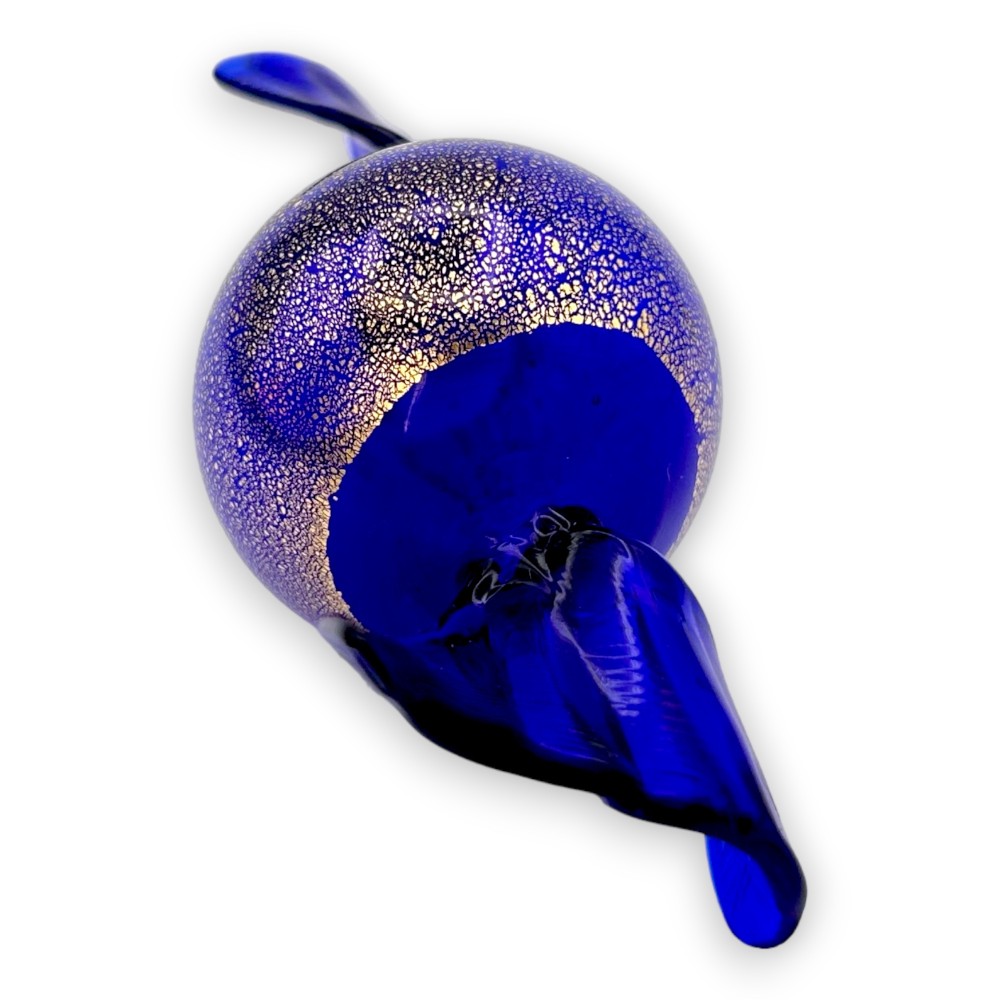 VENERE - MEDIUM candy, Blue decorated in Gold Leaf in murano Glass